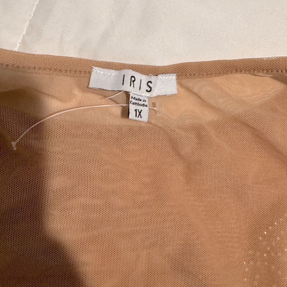 Iris Solid Sequin Body Suit, Crew Neck Mesh Long … - image 2